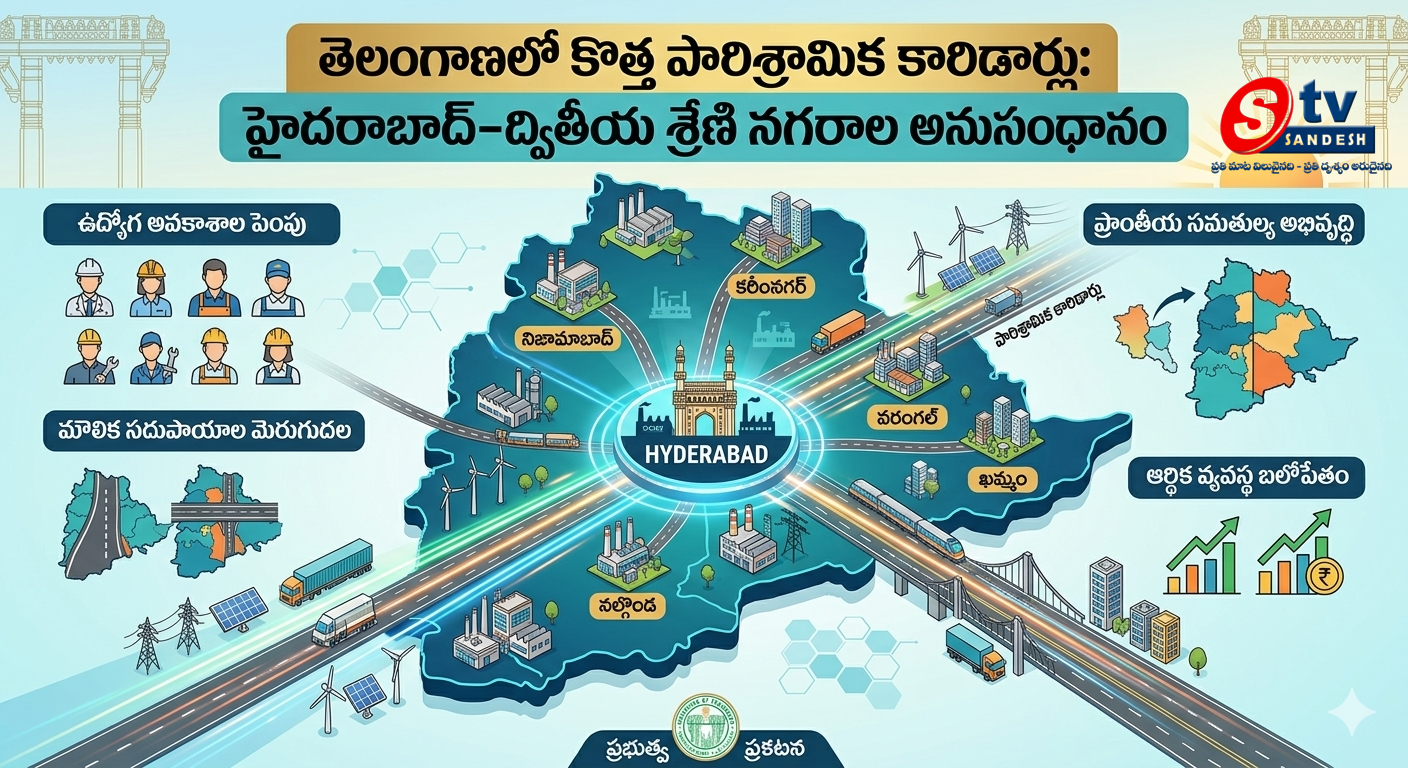 హైదరాబాద్‌ను ద్వితీయ శ్రేణి నగరాలతో కలుపుతూ కొత్త పారిశ్రామిక కారిడార్లు: తెలంగాణ ప్రభుత్వం కీలక ప్రకటన